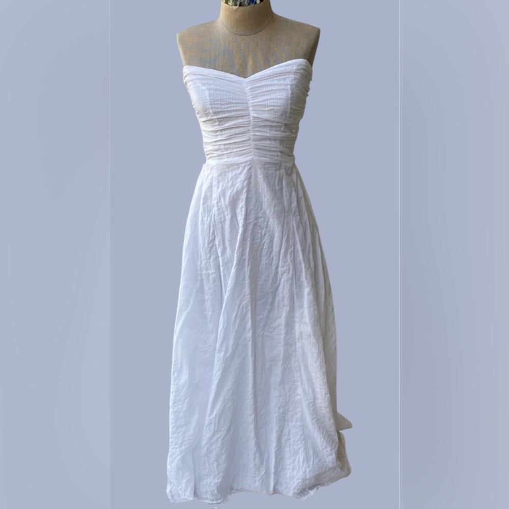 Sundress the brand 100% cotton white long strapless dress. Designed in F…